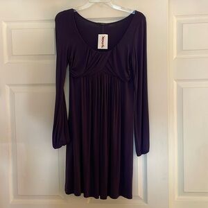 Long sleeve dress rayon/spandex size large. Deep purple